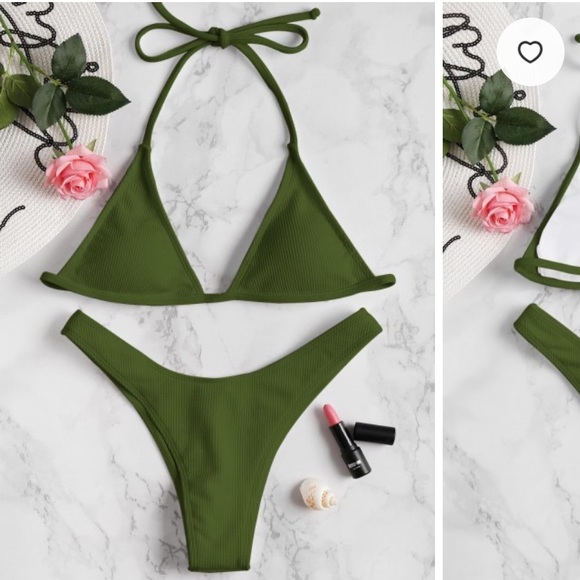 Zaful Other - Zaful Ribbed High Leg Bikini Set